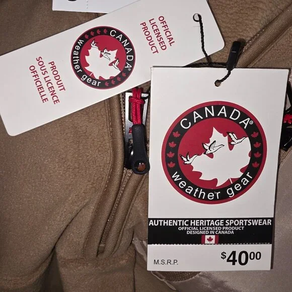 Canada Weather Gear Fleece Pullover L NWT Quarter Zip Beige Heritage Jacket - Picture 7 of 7